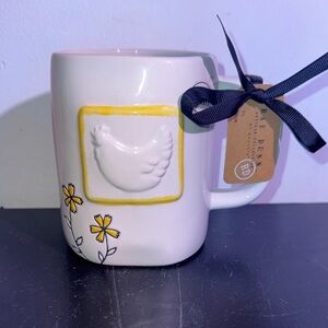 Rae Dunn White Mug with Yellow Floral Design